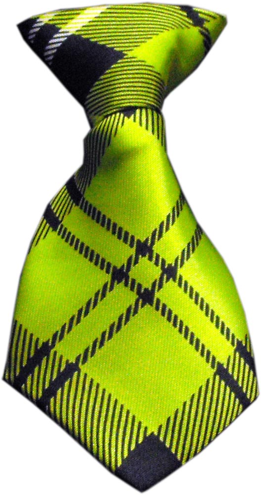Dog Neck Tie Plaid Lime